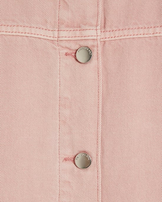 River Island Womens Dress Pink Button Through Denim Short Sleeve - Image 5