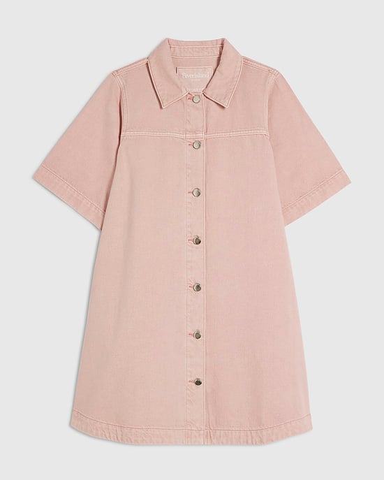 River Island Womens Dress Pink Button Through Denim Short Sleeve - Image 6