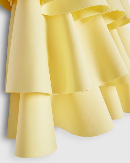 River Island Girls Dress Yellow Asymmetric Tiered Floral Sleeveless - Image 3