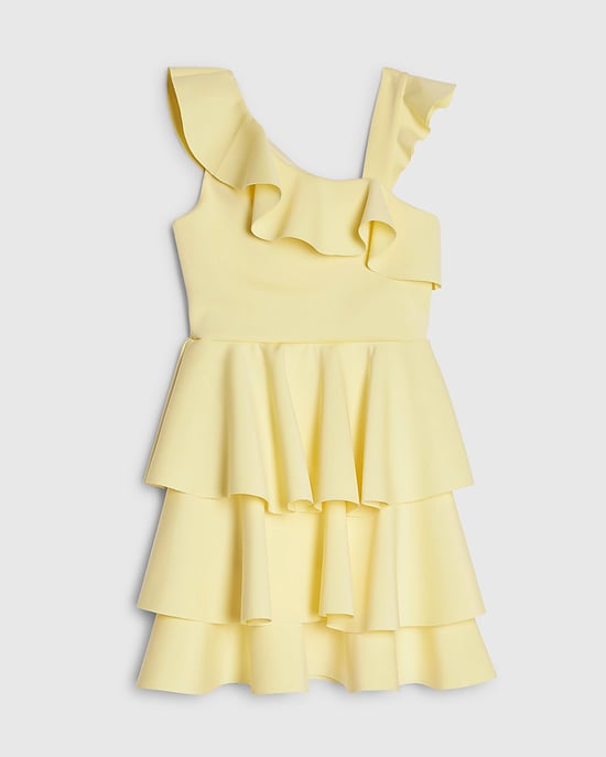 River Island Girls Dress Yellow Asymmetric Tiered Floral Sleeveless - Image 4