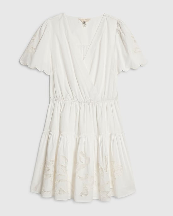 River Island Womens Mini Dress Cream Short Sleeve Poplin Broderie - Image 6