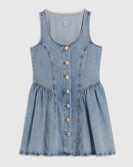 River Island Womens Mini Dress Petite Blue Button Front Denim - Image 6