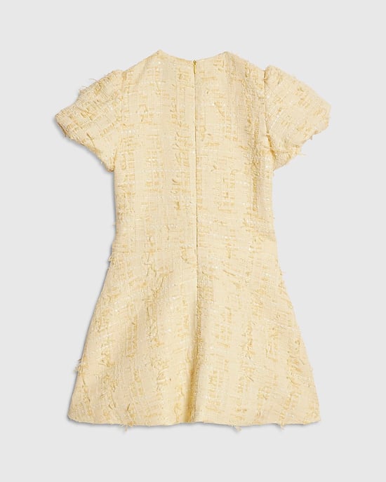 River Island Girls Dress Yellow Bow Boucle Pearl Short Sleeve - Image 4