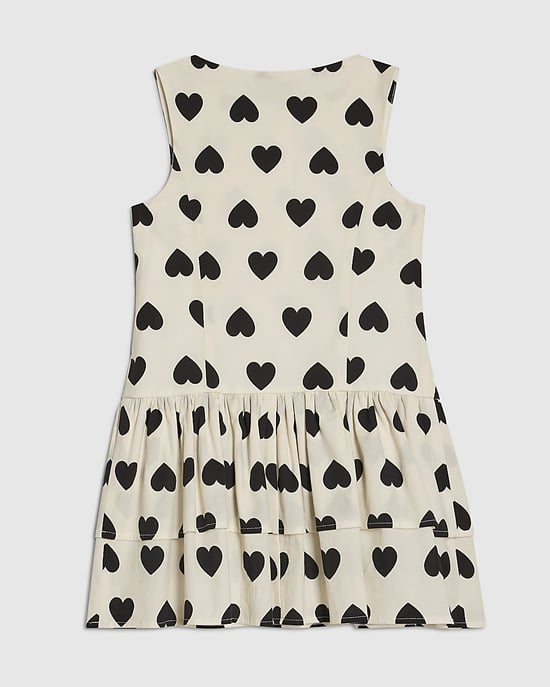 River Island Girls Dress White Heart Print Rara Round Neck Button - Image 2
