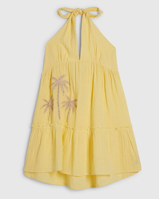 River Island Womens Mini Dress Yellow Halter Neck Palm Print - Image 6