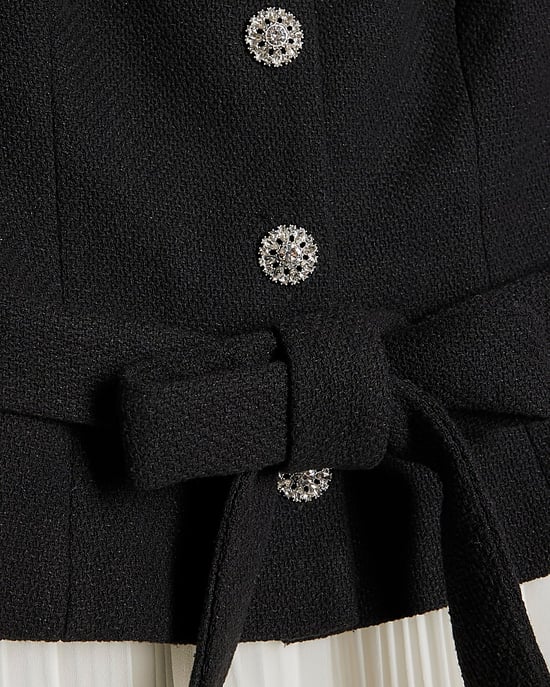 River Island Womens Mini Dress Black Boucle Hybrid Crew Neck - Image 5