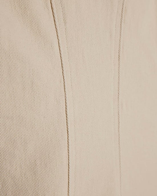 River Island Womens Mini Dress Cream Seamed Short Sleeve V-Neck - Image 5