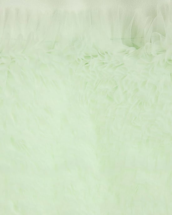 River Island Girls Dress Green 3D Organza Hem Round Neck Button - Image 3