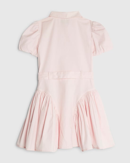 River Island Girls Shirt Dress Pink Embellished Button - Image 3