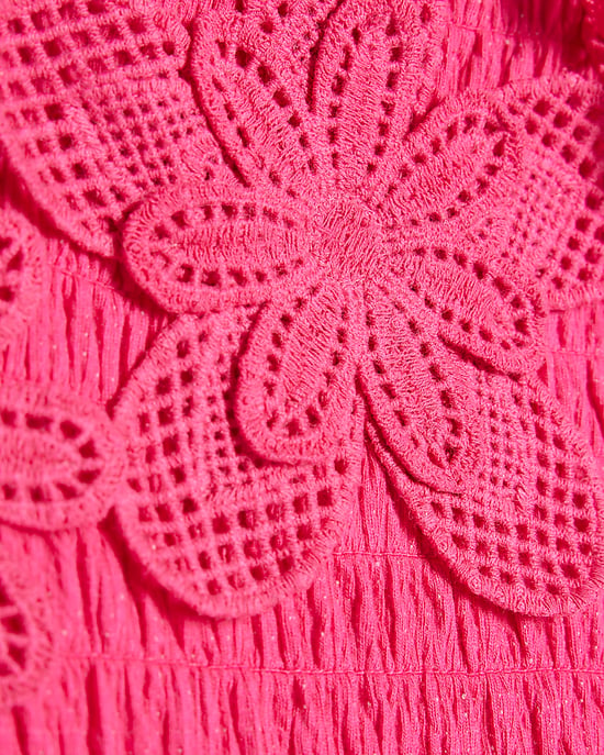 River Island Girls Dress Pink Crochet Flower Graphic Floral - Image 2