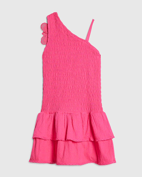 River Island Girls Dress Pink Crochet Flower Graphic Floral - Image 4