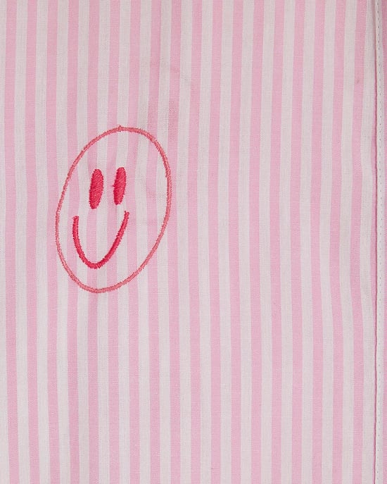 River Island Womens Shirt Dress Pink Cotton Smiley Embroidered - Image 5