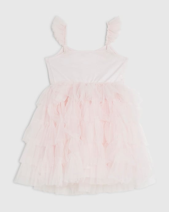 River Island Mini Girls Dress Pink Sequin Tulle Crew Neck - Image 4