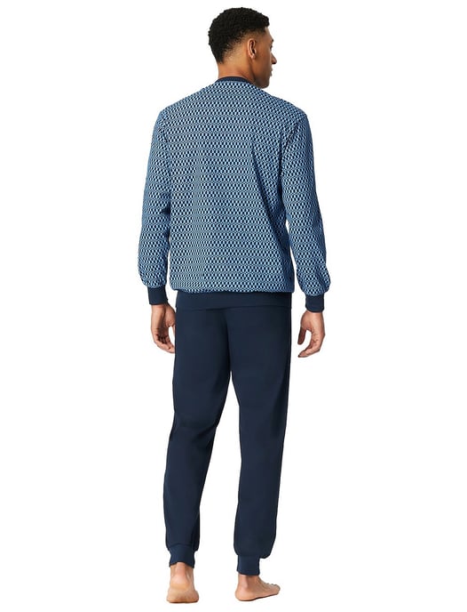 Lange pyjama Schiesser blauw met print - Image 2