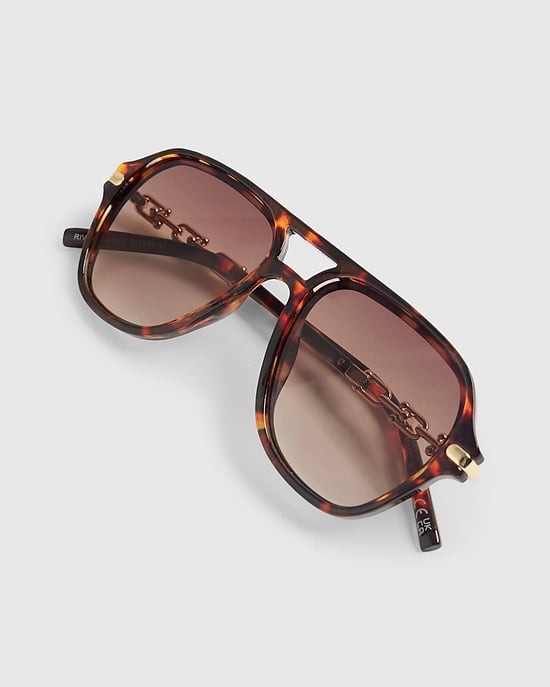 River Island Womens Sunglasses Brown Tortoiseshell Chain Temple - Image 3