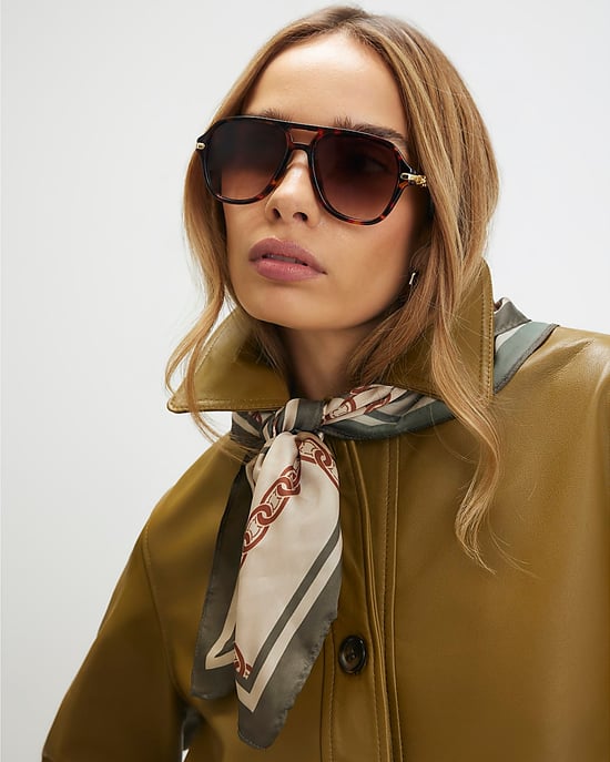 River Island Womens Sunglasses Brown Tortoiseshell Chain Temple - Image 5