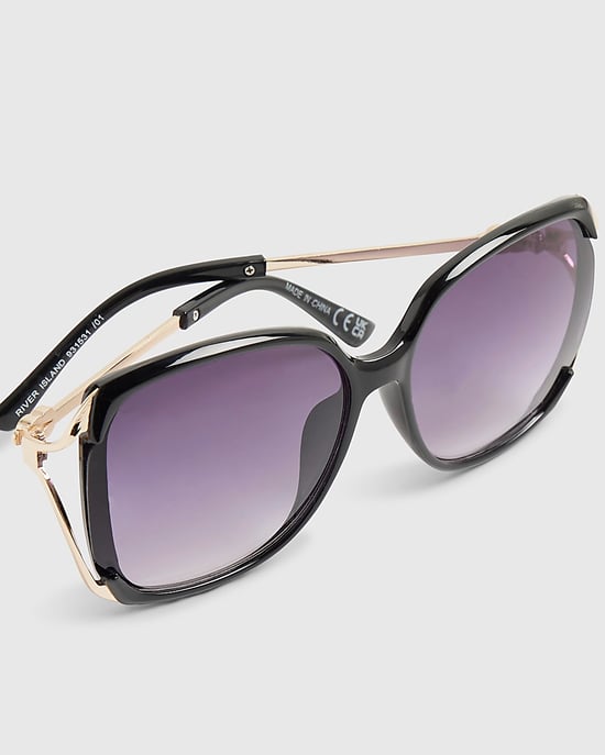 River Island Womens Sunglasses Black Square Cut Out Accessory - Image 2