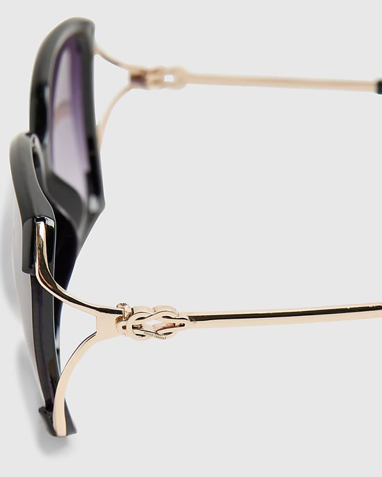 River Island Womens Sunglasses Black Square Cut Out Accessory - Image 3