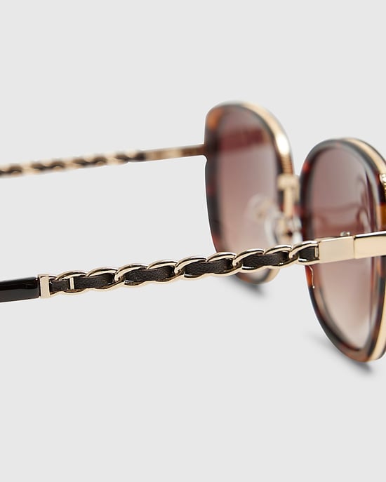 River Island Womens Sunglasses Tortoise Metal Glam Weave - Image 2