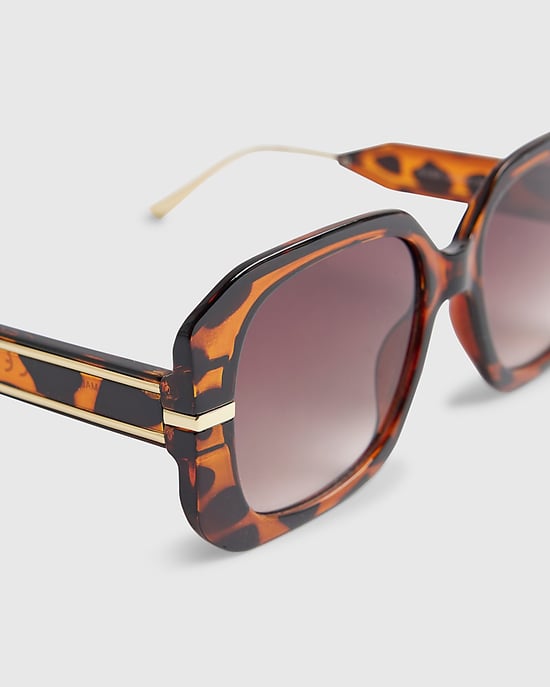 River Island Womens Sunglasses Brown Tortoise Square Glam - Image 2
