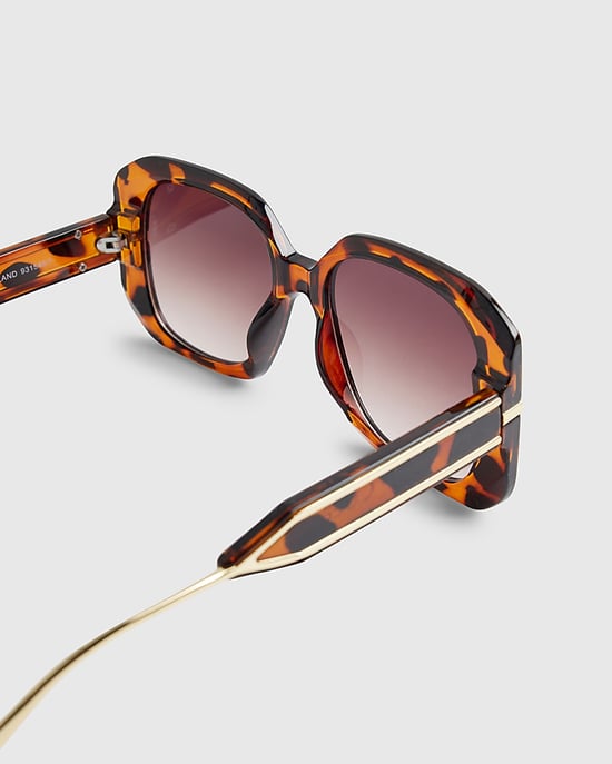 River Island Womens Sunglasses Brown Tortoise Square Glam - Image 3