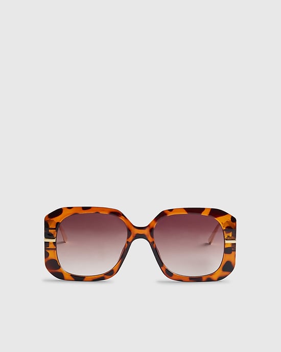 River Island Womens Sunglasses Brown Tortoise Square Glam - Image 4