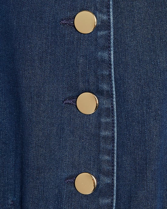 River Island Womens Midi Dress Blue Denim Button Cap Sleeve - Image 5
