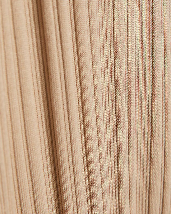 River Island Womens Midi Dress Beige Knitted Ribbed Sleeveless - Image 5