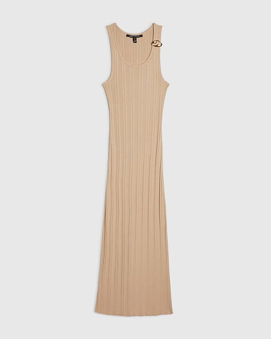 River Island Womens Midi Dress Beige Knitted Ribbed Sleeveless - Image 6