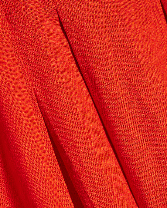 River Island Womens Midi Dress Red Linen Blend Shirred - Image 5