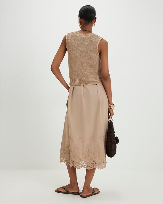 River Island Womens Dress Beige Schiffli Hem Knitted Hybrid - Image 4