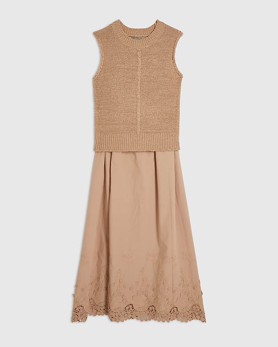 River Island Womens Dress Beige Schiffli Hem Knitted Hybrid - Image 6