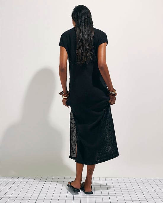 River Island Womens Midi Dress Black Knit Beaded Beach - Image 3