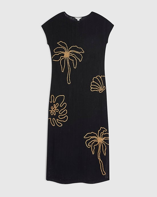 River Island Womens Midi Dress Black Knit Beaded Beach - Image 6