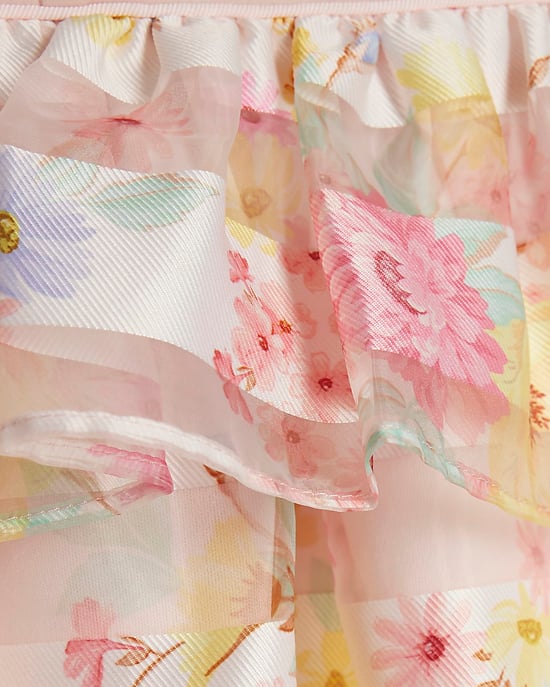 River Island Baby Girls Dress Pink Floral Short Sleeve Button - Image 3