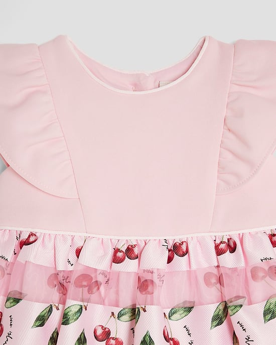 River Island Baby Girls Dress & Headband Set Pink Cherry Bubble Hem - Image 3