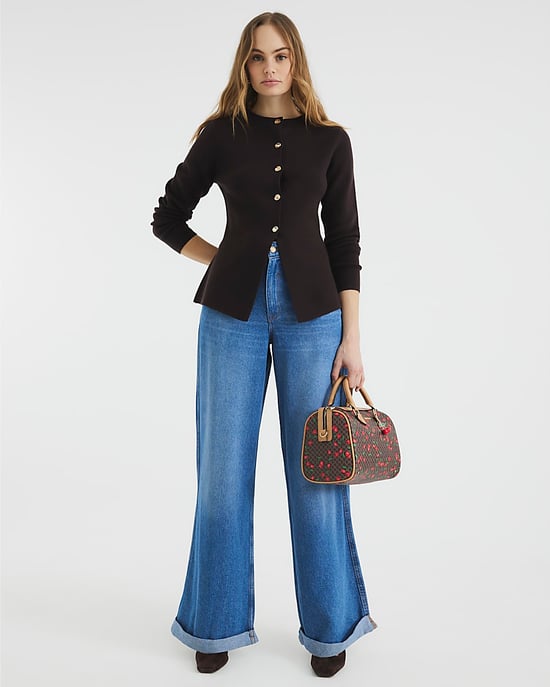 River Island Womens Top Brown Knit Button Up Long Sleeve - Image 2