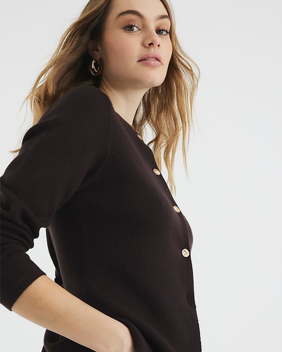 River Island Womens Top Brown Knit Button Up Long Sleeve - Image 3