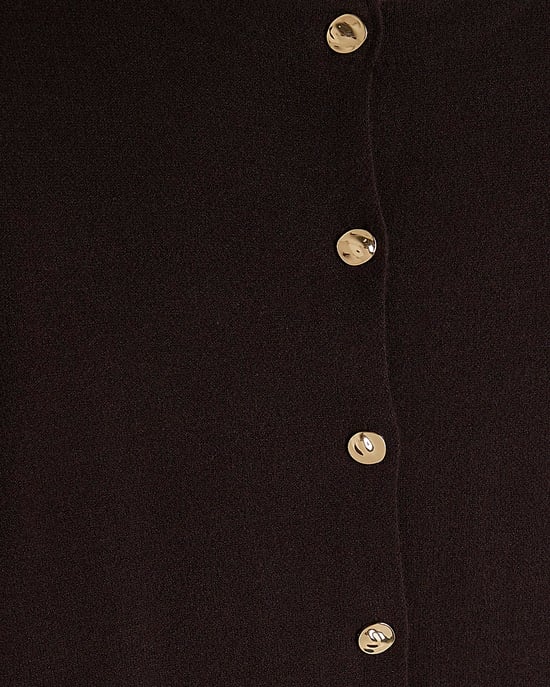 River Island Womens Top Brown Knit Button Up Long Sleeve - Image 4