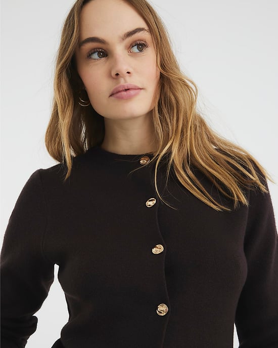 River Island Womens Top Brown Knit Button Up Long Sleeve - Image 5