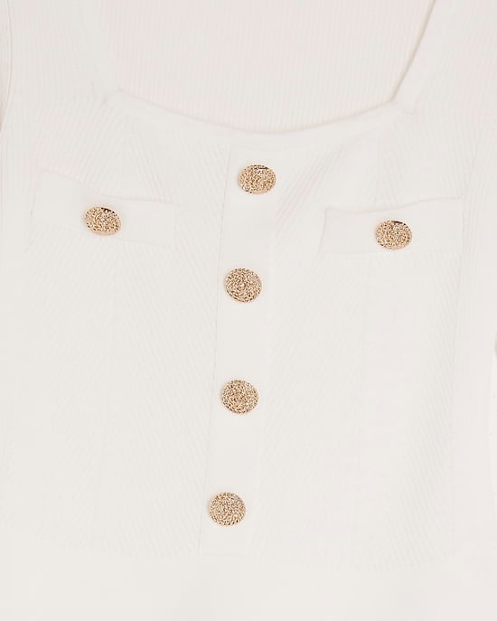 River Island Womens Top Peplum White Knitted Long Sleeve - Image 6