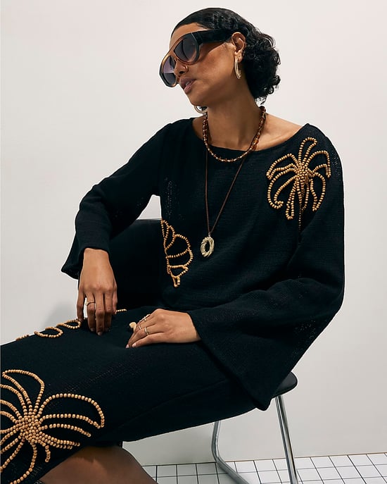 River Island Womens Top Black Cotton Beaded Knit - Image 3