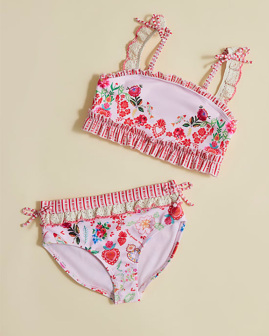 River Island Girls Bikini Set Pink Floral Elasticated Waist 2 Piece - Image 4
