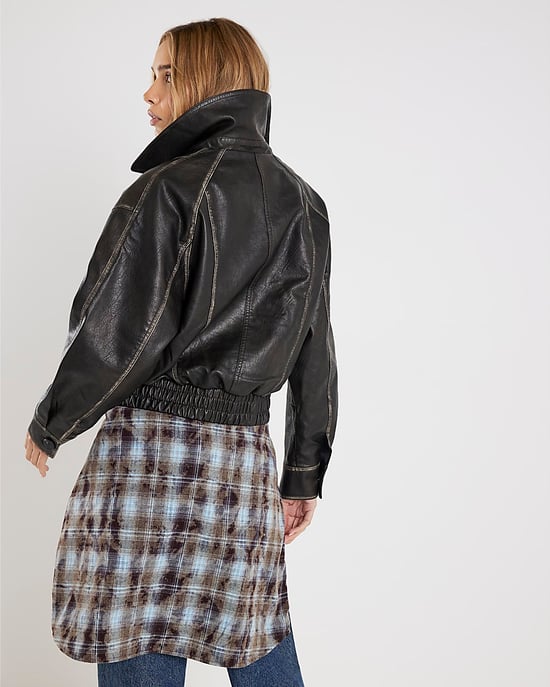 River Island Womens Jacket Black Faux Leather Double Breasted - Image 3