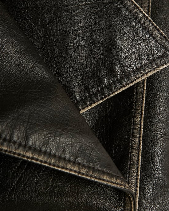 River Island Womens Jacket Black Faux Leather Double Breasted - Image 5