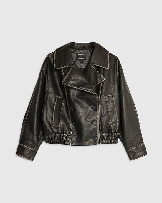 River Island Womens Jacket Black Faux Leather Double Breasted - Image 6