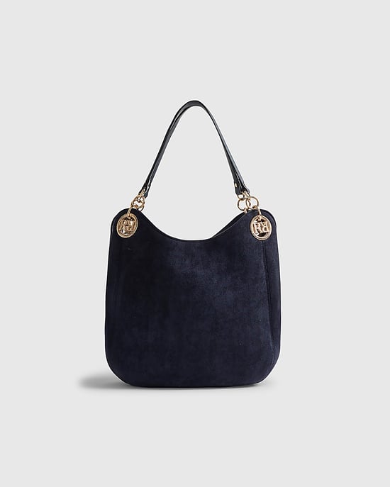 River Island Womens Shoulder Bag Navy Eyelet Slouch Zipped - Image 2