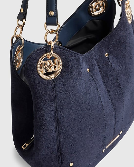 River Island Womens Shoulder Bag Navy Eyelet Slouch Zipped - Image 3