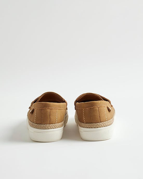 River Island Boys Espadrille Loafers Brown Slip On Shoes - Image 3