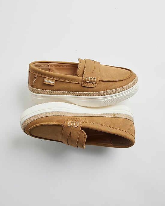 River Island Boys Espadrille Loafers Brown Slip On Shoes - Image 4